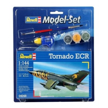 KIT PARA MONTAR REVELL MODEL SET AVIÃO TORNADO ECR 1/144 63 PEÇAS COMPLETO COM TINTAS COLA E PINCEL REV 64048